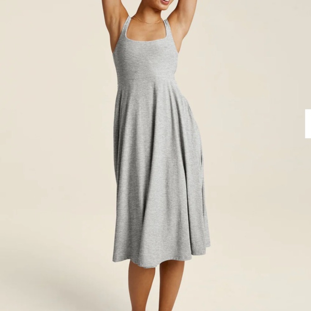 Beyond Yoga Featherweight at The Ready Square Neck Gray Dress Size M NWT